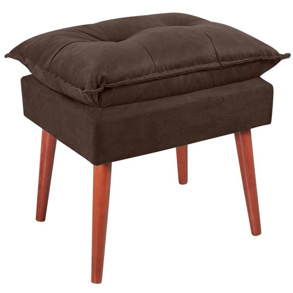 Encontraproduto.com.br - Kit 2 Puff Puf Opall Pes Palito 55x40cm Suede Vermelho Escuro MPassos