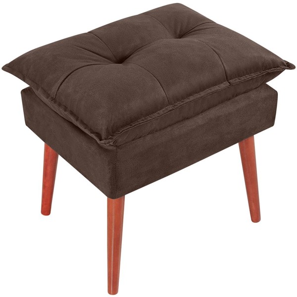 Encontraproduto.com.br - Kit 2 Puff Puf Opall Pes Palito 55x40cm Suede Vermelho Escuro MPassos