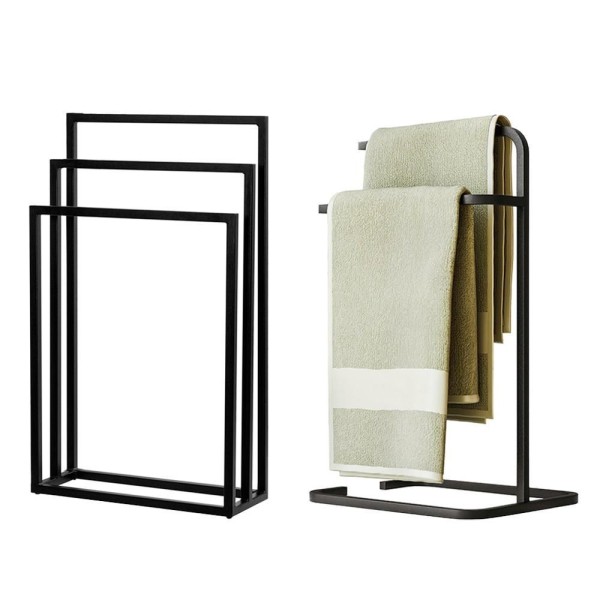 Encontraproduto.com.br - Kit Toalheiro E Porta Toalha Lovell Metal Preto Lavabo Dhom Preto