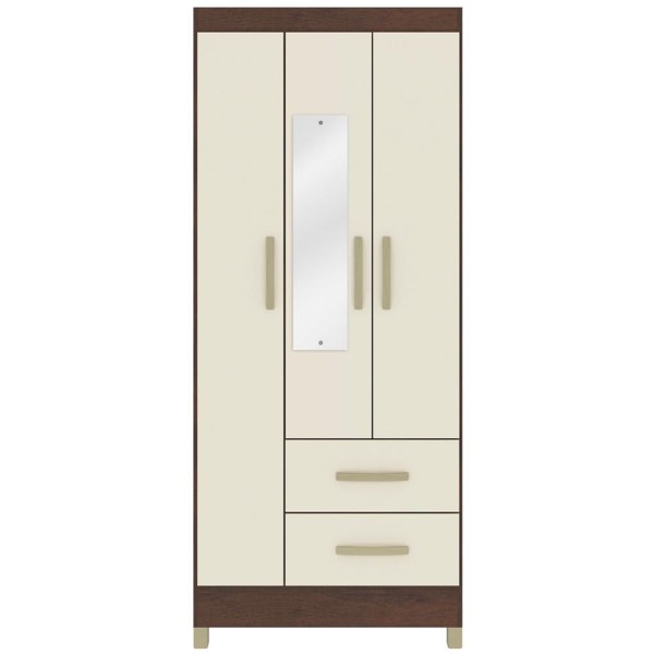 Encontraproduto.com.br - Roupeiro 3 Portas Com Espelho Rp132 Rustico Champagne Fell Rustico Champagne