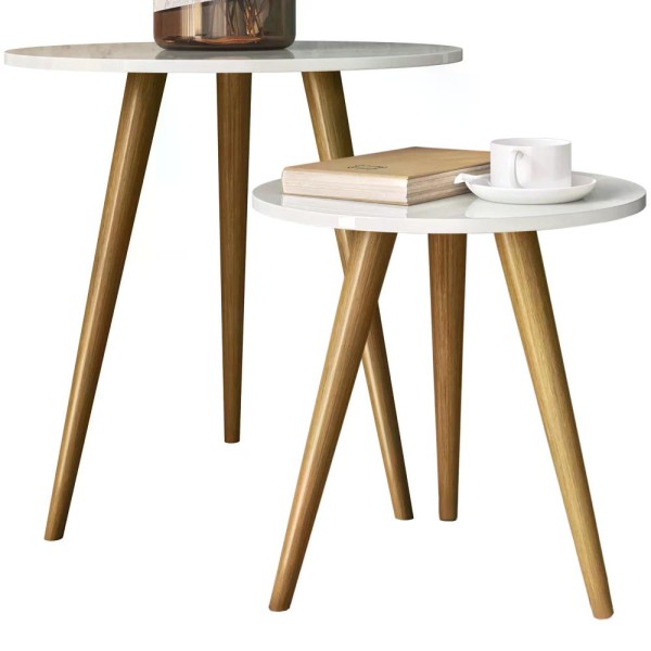 Encontraproduto.com.br - Conjunto 02 Mesas Laterais De Apoio MDF Dmad