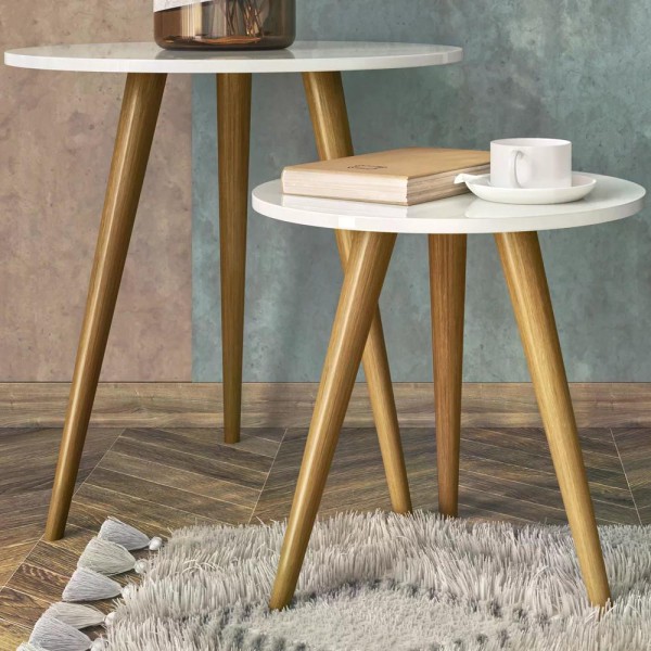 Encontraproduto.com.br - Conjunto 02 Mesas Laterais De Apoio MDF Dmad