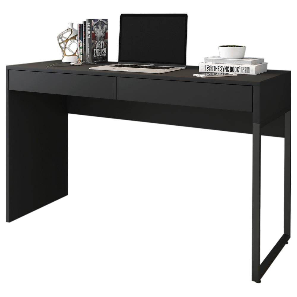 Escrivaninha Para Escritorio Estilo Industrial 120 cm 2 Gavetas 123474 Preto Mobel