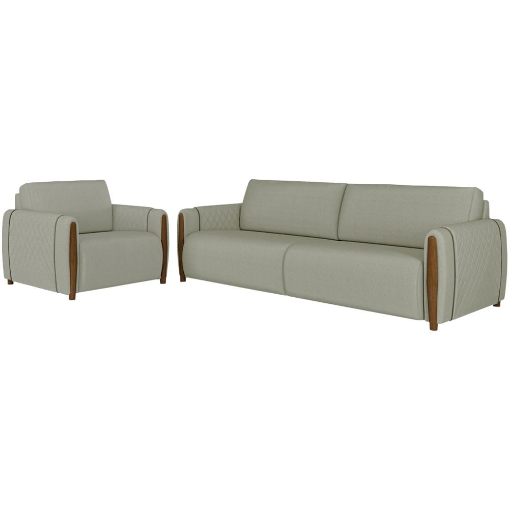 Kit Sofa 168 cm E Poltrona Decorativa Encanto Linho Moll