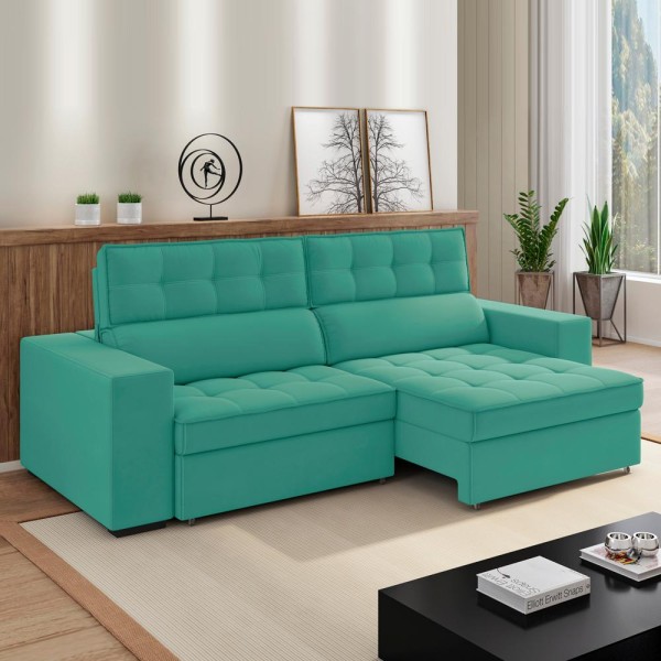 Encontraproduto.com.br - Sofa Retratil E Reclinavel 3 Lugares 246 cm Evidence SL 945 Veludo Moll