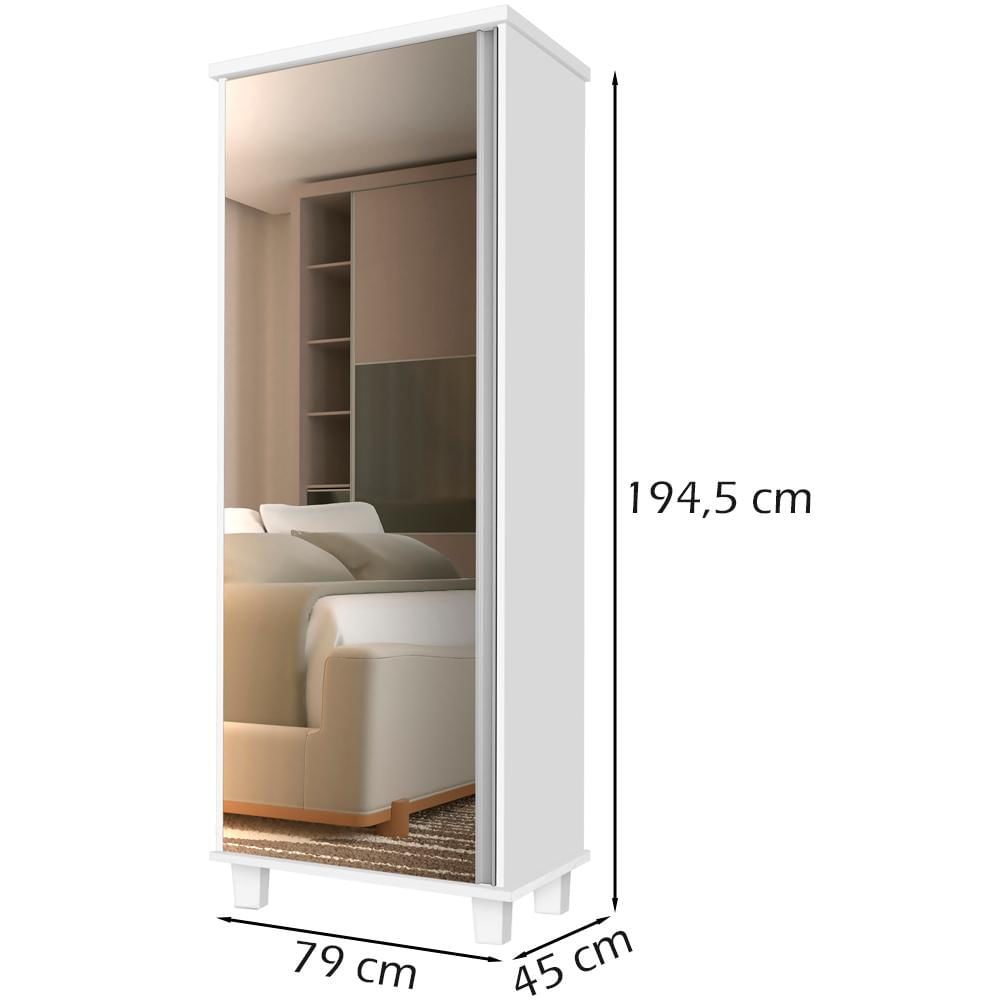 Encontraproduto.com.br - Armario Multiuso Sapateira 1 Porta Com Espelho 00703502 LPA