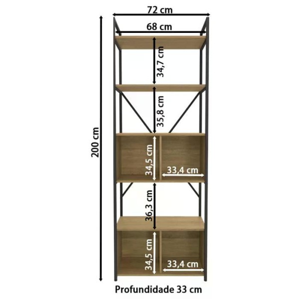 Encontraproduto.com.br - Conjunto 02 Estantes Alta 04 Portas 200x72cm Industrial Crome LI018 Kappesberg