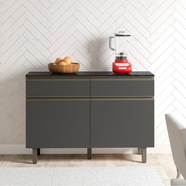Encontraproduto.com.br - Balcao Com Tampo 2 Pts 2 Gavs 120cm 17003 Oak Grafite Pln Oak Grafite