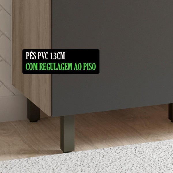 Encontraproduto.com.br - Balcao Com Tampo 2 Pts 2 Gavs 120cm 17003 Oak Grafite Pln Oak Grafite
