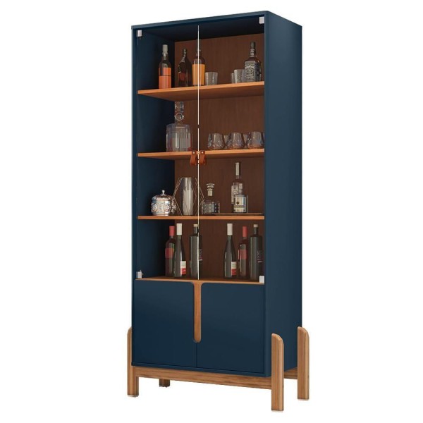 Encontraproduto.com.br - Cristaleira 4 Portas Azul Cobalto Cedro