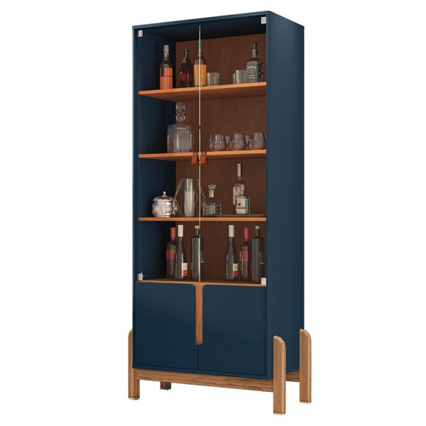 Encontraproduto.com.br - Cristaleira 4 Portas Azul Cobalto Cedro