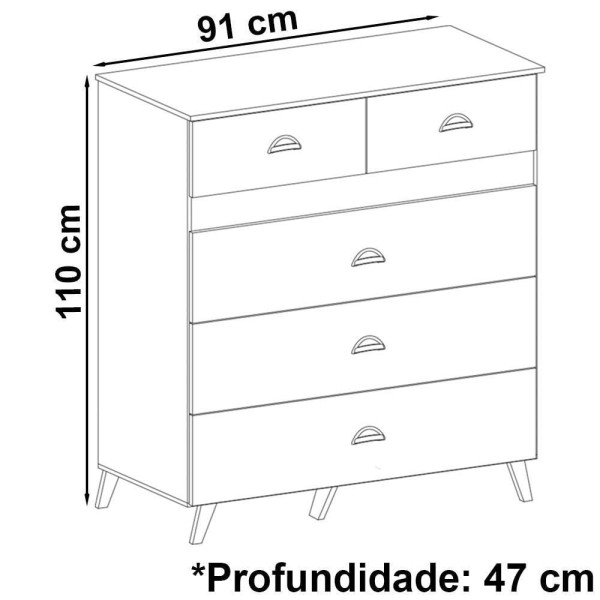 Encontraproduto.com.br - Comoda 5 Gavetas Para Quarto 20030 VLR