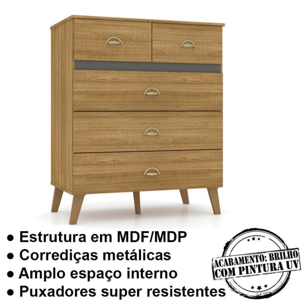 Encontraproduto.com.br - Comoda 5 Gavetas Para Quarto 20030 VLR
