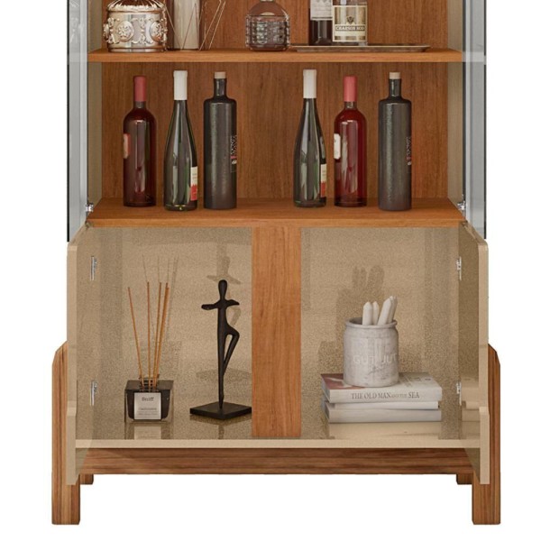 Encontraproduto.com.br - Cristaleira 4 Portas Para Sala De Estar 50519 Azul Cobalto Cedro DCASA