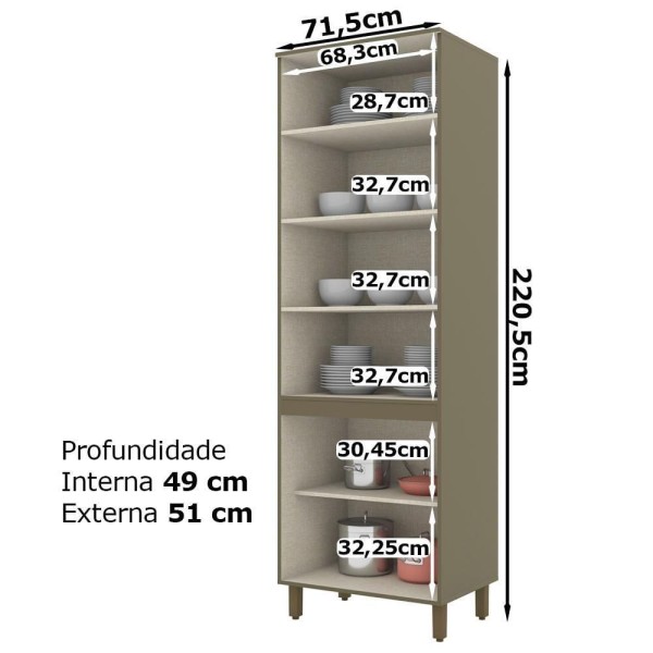 Encontraproduto.com.br - Cristaleira 4 Portas MDF Evy CI71 Henn