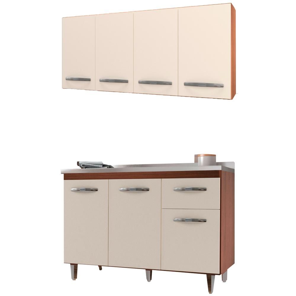 Encontraproduto.com.br - Armario Aereo 4 Portas e Balcao 120cm Mobbs