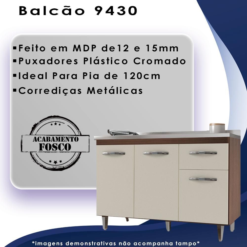 Encontraproduto.com.br - Armario Aereo 4 Portas e Balcao 120cm Mobbs