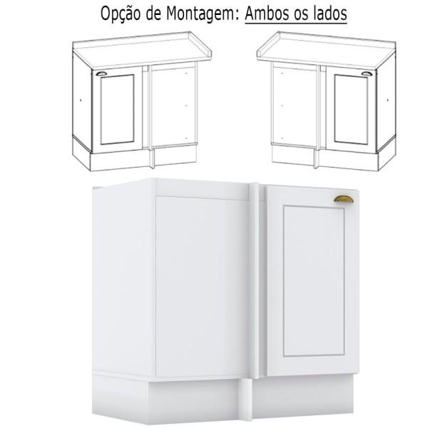 Encontraproduto.com.br - Balcao Com Tampo Canto Reto 1 Porta MDF York C361 C906 Henn