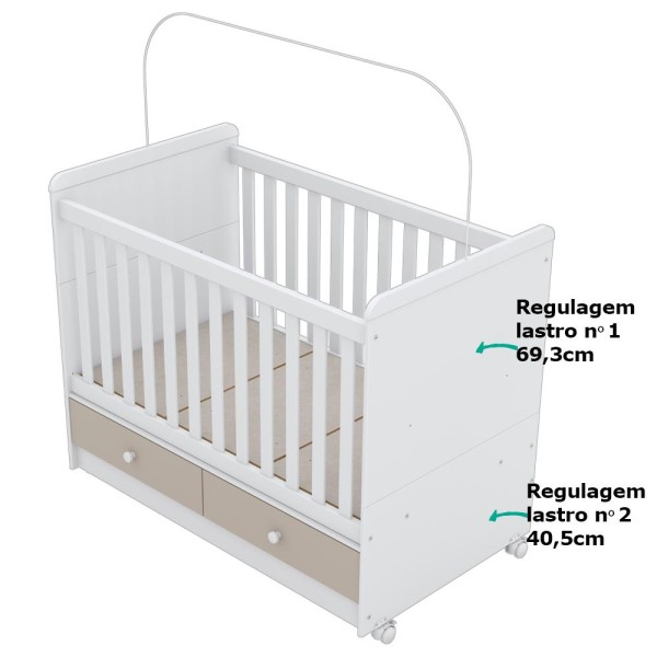 Encontraproduto.com.br - Berco Mini Cama I16 Com Colchao E Comoda Infantil II712 Branco Cristal Flex Henn