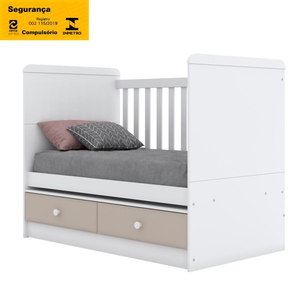 Encontraproduto.com.br - Berco Mini Cama I16 Com Colchao E Comoda Infantil II712 Branco Cristal Flex Henn