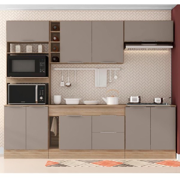Encontraproduto.com.br - Cozinha Compacta 5 Peças J00212 Ferrara Carvalho Oak Fume Pln Carvalho Oak Fume