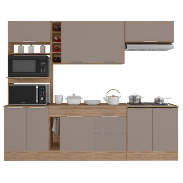 Encontraproduto.com.br - Cozinha Compacta 5 Peças J00212 Ferrara Carvalho Oak Fume Pln Carvalho Oak Fume