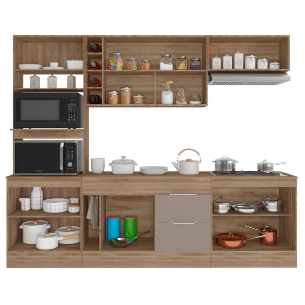 Encontraproduto.com.br - Cozinha Compacta 5 Peças J00212 Ferrara Carvalho Oak Fume Pln Carvalho Oak Fume