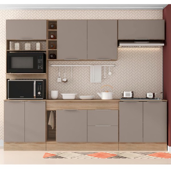 Encontraproduto.com.br - Cozinha Compacta 5 Peças J00212 Ferrara Carvalho Oak Fume Pln Carvalho Oak Fume