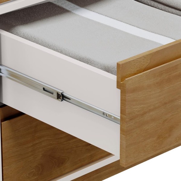 Encontraproduto.com.br - Guarda Roupa 4 Portas Bipartido Com Espelho MDF/Madeira Maciça 2803 Prata FNT