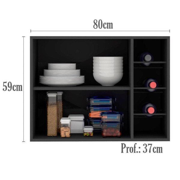 Encontraproduto.com.br - Armario Aereo Porta De Vidro E Adega 80CM 12540 PLN