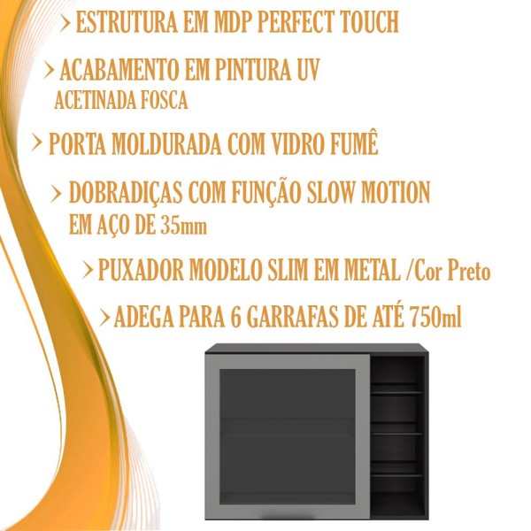 Encontraproduto.com.br - Armario Aereo Porta De Vidro E Adega 80CM 12540 PLN