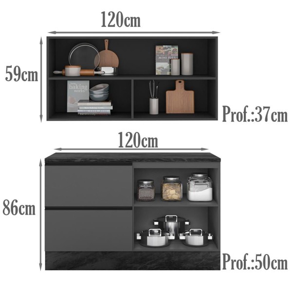 Encontraproduto.com.br - Armario Aereo e Balcao Com Tampo 12544x12550 PLN