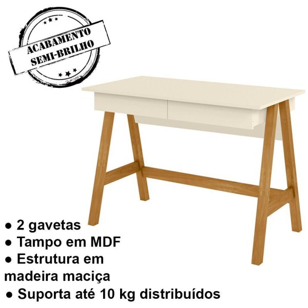Encontraproduto.com.br - Mesa Lateral E Mesa Para Computador Off White Nature Tebar