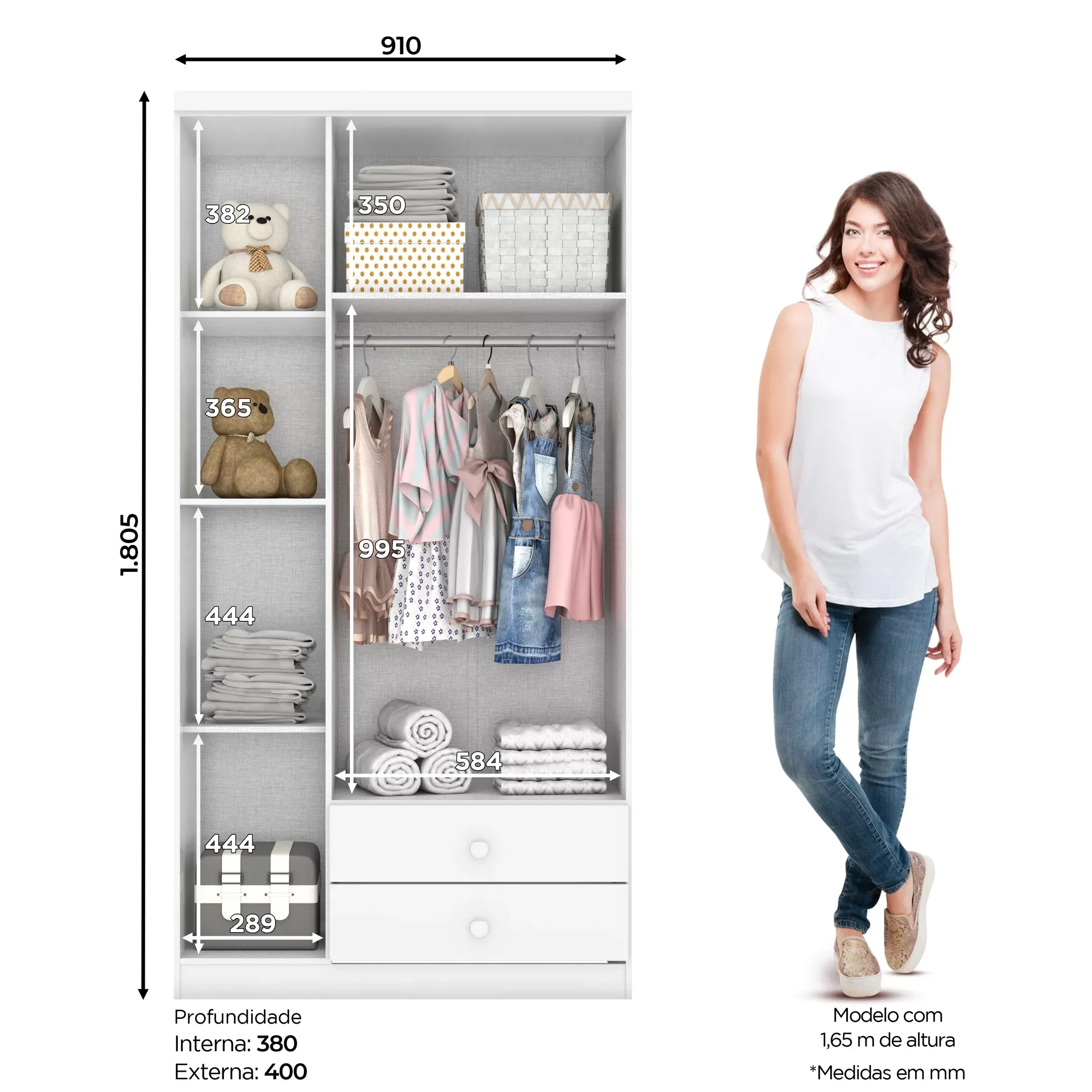 Encontraproduto.com.br - Quarto de Bebê com Guarda-Roupa 3 Portas Cômoda e Berço Faz de Conta Espresso Móveis Branco