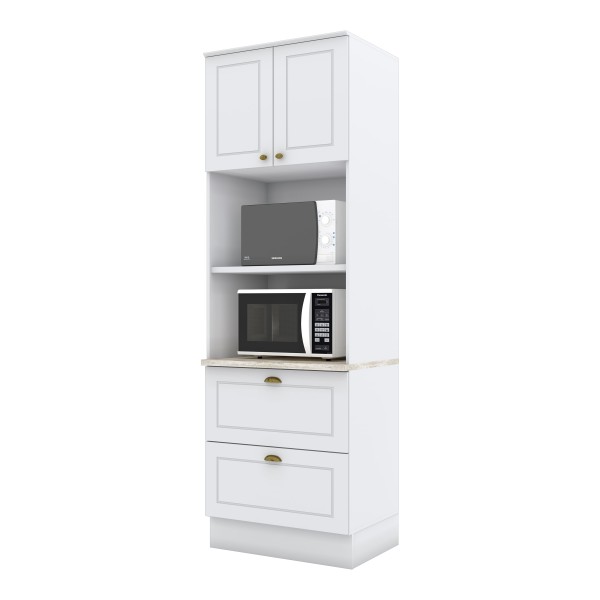 Paneleiro Duplo com Torre Quente 2 Fornos 2 Gavetas Americana Henn 100% MDF Branco