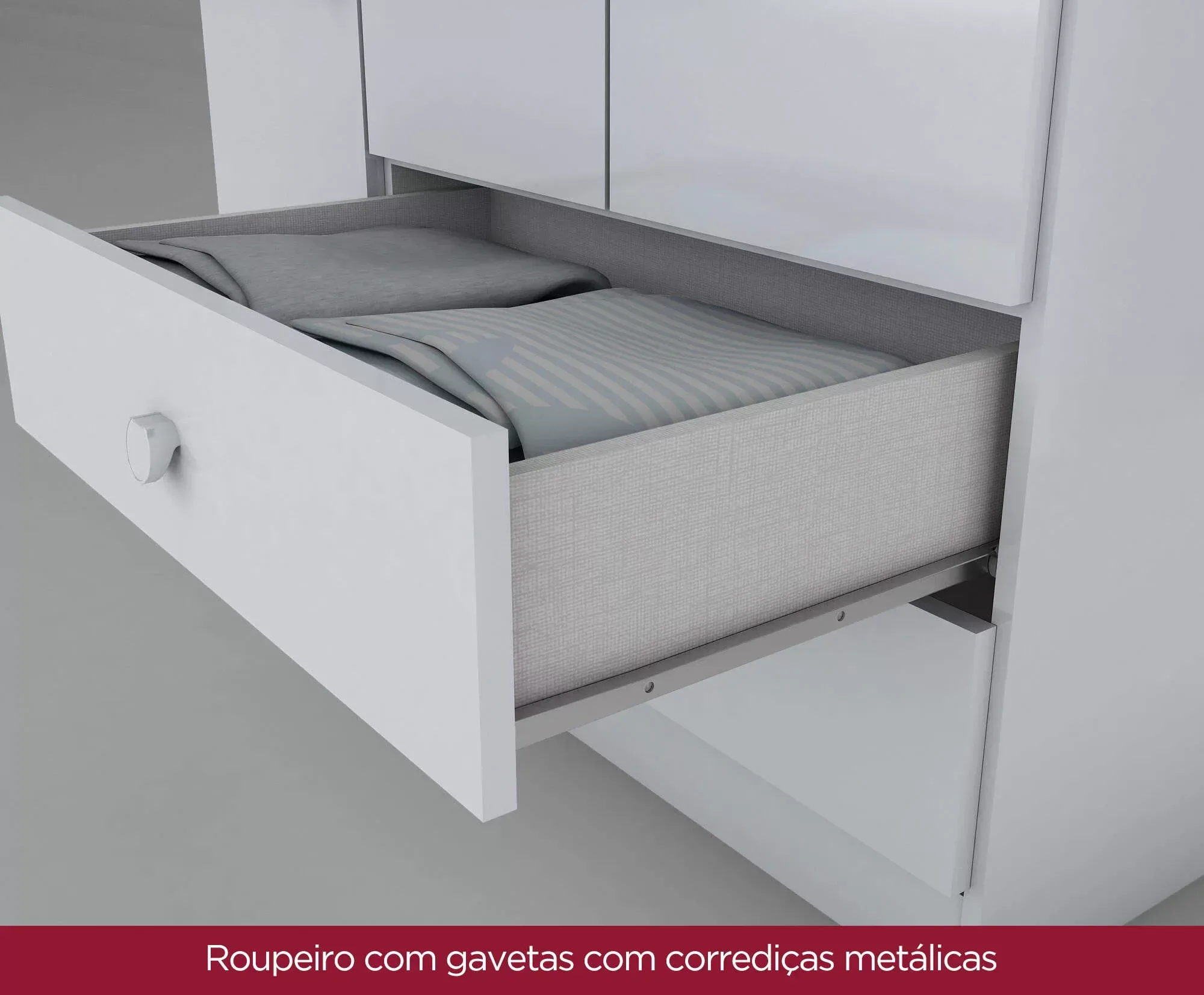 Encontraproduto.com.br - Quarto de Bebê com Guarda-Roupa 3 Portas Cômoda e Berço 3 em 1 Lápis de Cor Espresso Móveis Branco