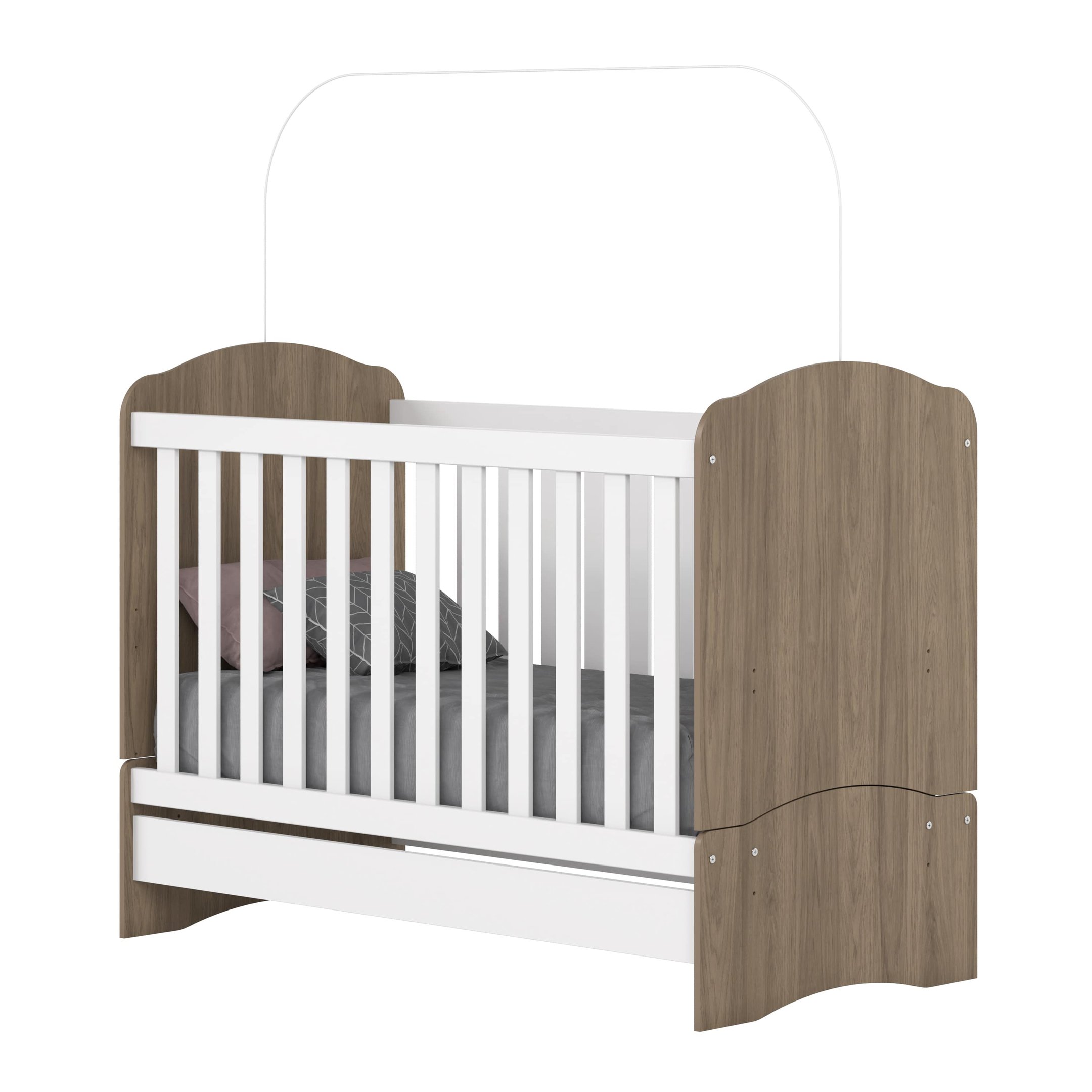 Encontraproduto.com.br - Quarto de Bebê com Guarda-Roupa 3 Portas Cômoda e Berço 3 em 1 Lápis de Cor Espresso Móveis Branco/Rústico
