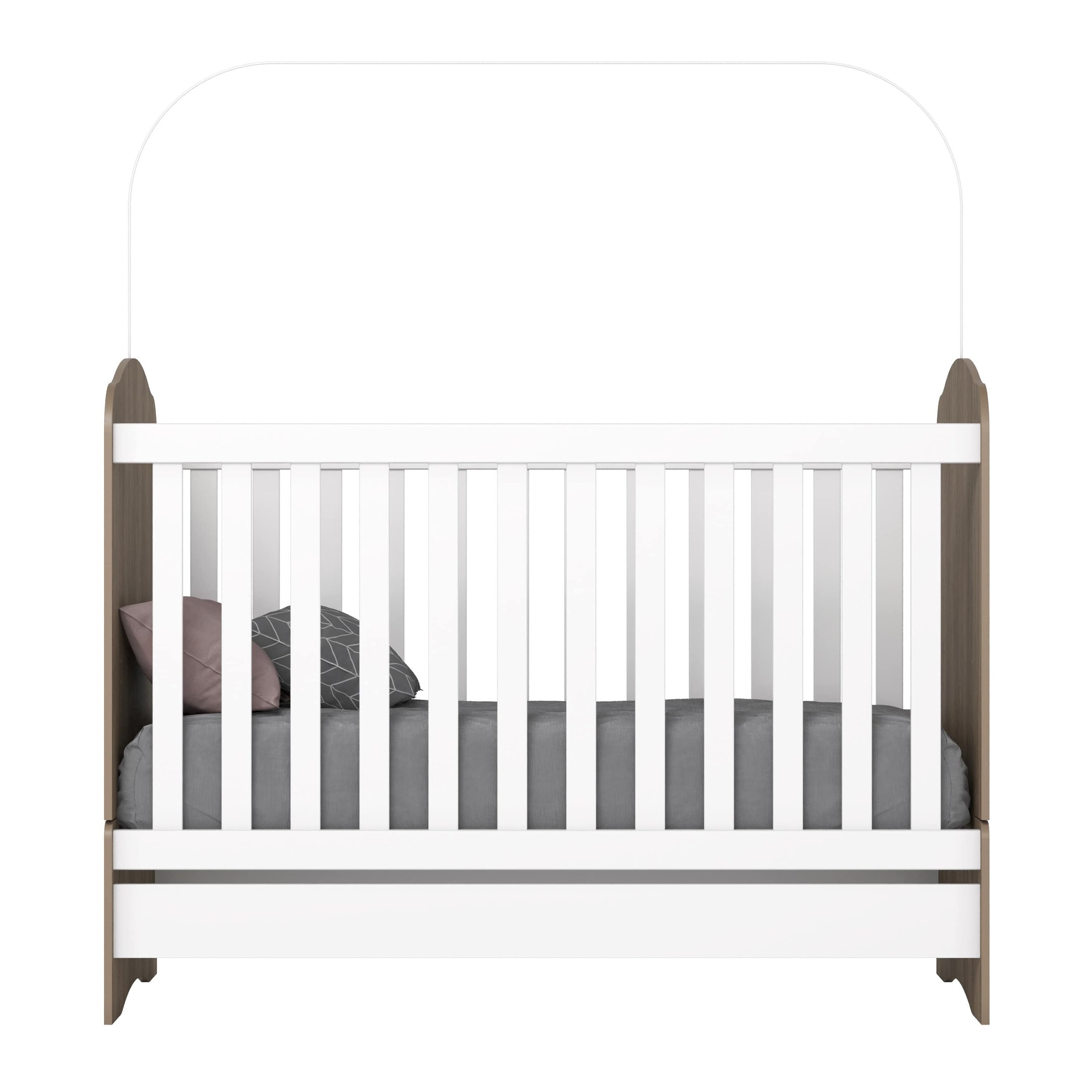 Encontraproduto.com.br - Quarto de Bebê com Guarda-Roupa 3 Portas Cômoda e Berço 3 em 1 Lápis de Cor Espresso Móveis Branco/Rústico