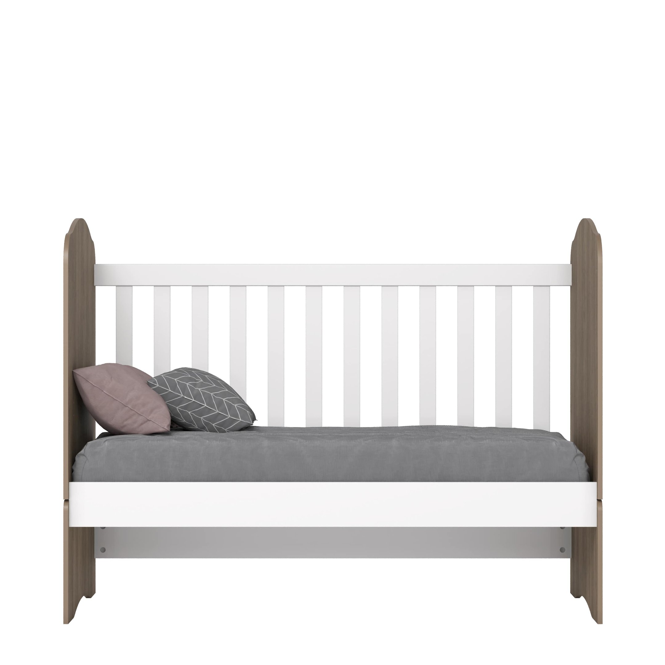 Encontraproduto.com.br - Quarto de Bebê com Guarda-Roupa 3 Portas Cômoda e Berço 3 em 1 Lápis de Cor Espresso Móveis Branco/Rústico