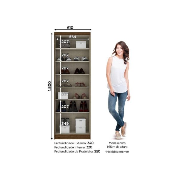 Encontraproduto.com.br - Armário Multiuso 2 Portas E 6 Prateleiras Leve Castanho