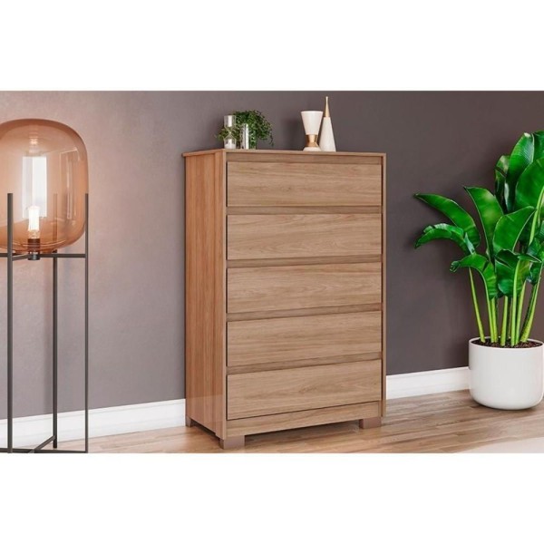 Encontraproduto.com.br - Cômoda De Quarto Andría C- 5 Gavetas Jequitibá Brilho - Henn