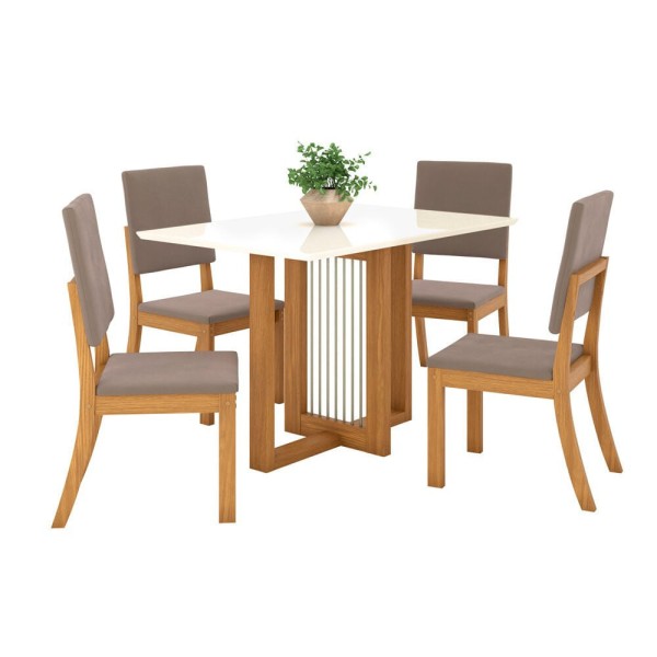 Encontraproduto.com.br - Conjunto Mesa com 4 Cadeiras Thalia em MDF e MDP Henn