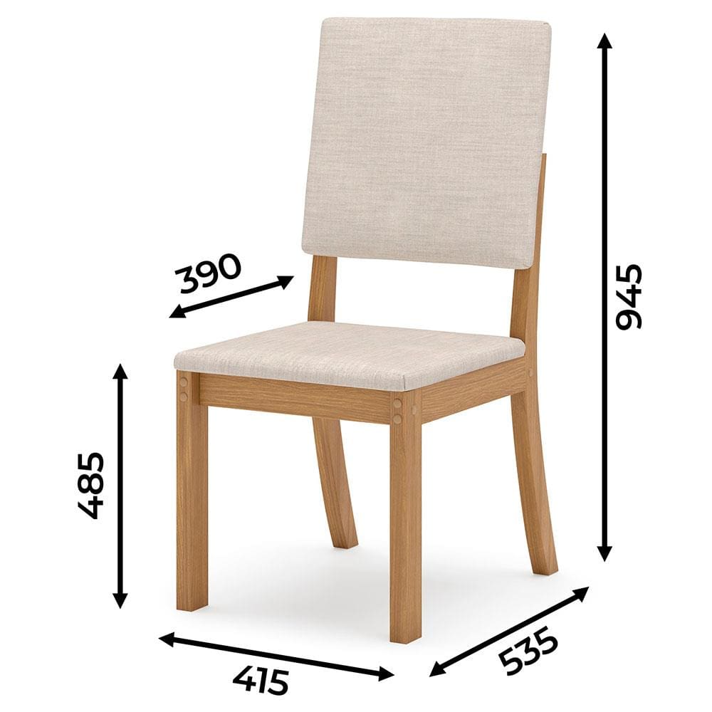 Encontraproduto.com.br - Mesa de Jantar Henn Natalí com 6 Cadeiras Milla - Nature/Off White/Linho