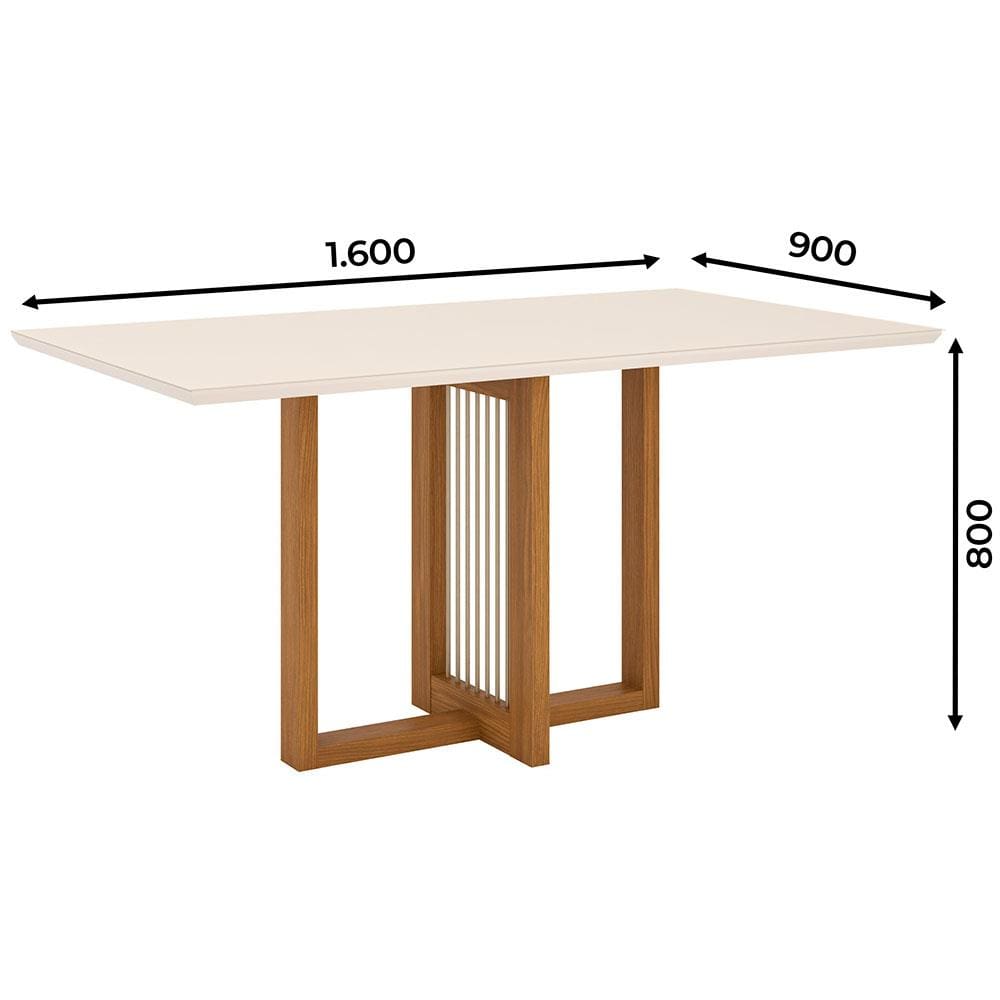 Encontraproduto.com.br - Mesa de Jantar Henn Natalí com 6 Cadeiras Milla - Nature/Off White/Linho