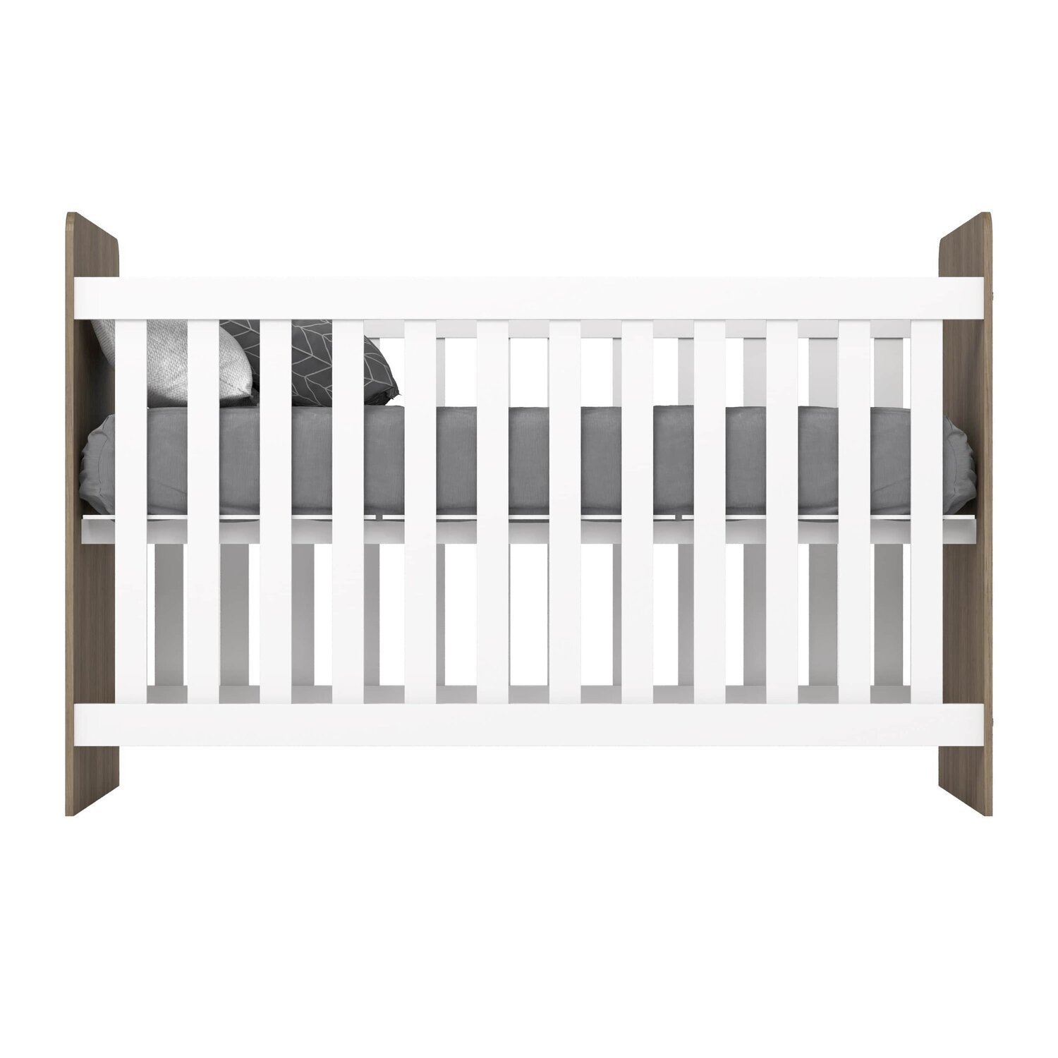 Encontraproduto.com.br - Quarto de Bebê com Guarda-Roupa 2 Portas Cômoda e Berço Labirinto Rústico/Branco