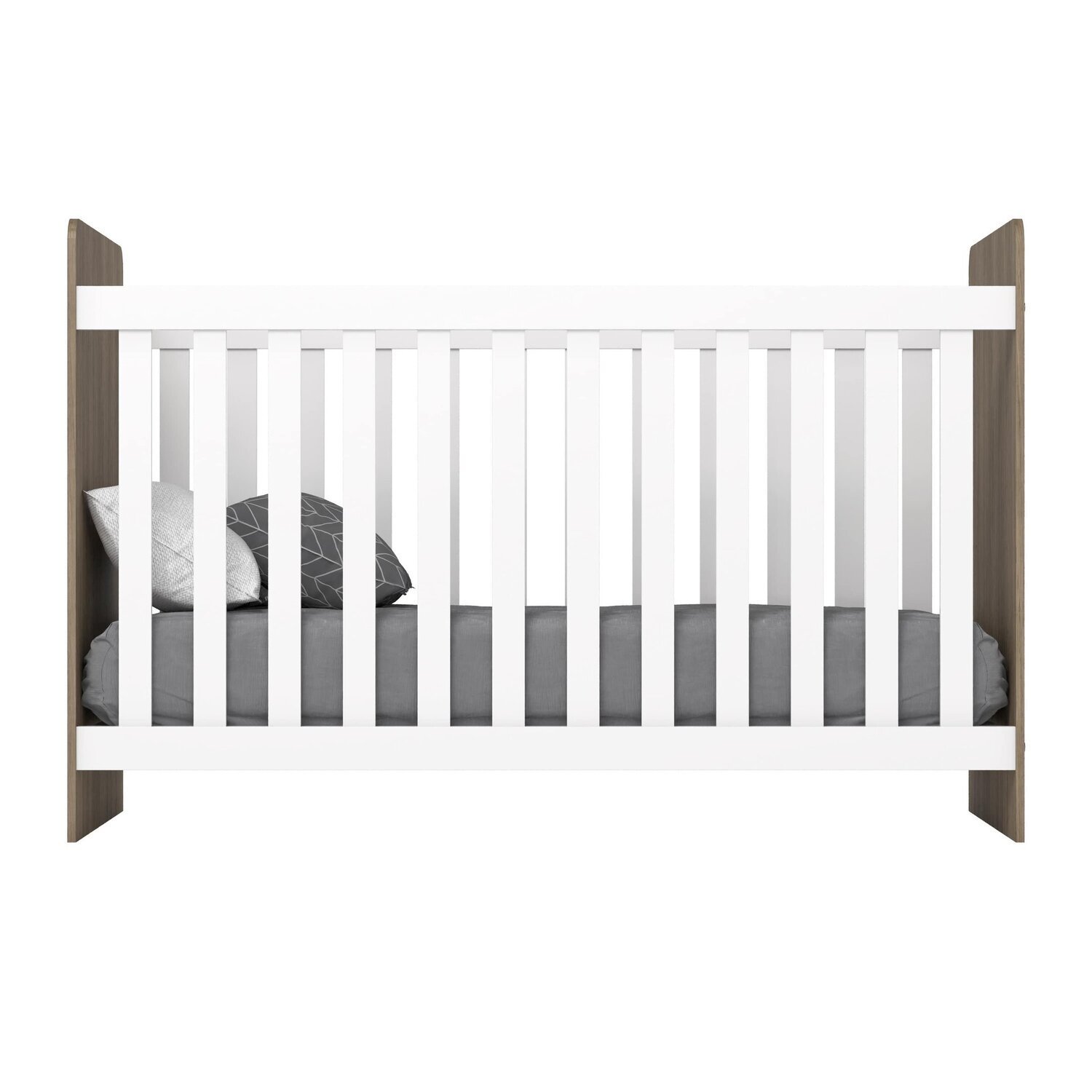 Encontraproduto.com.br - Quarto de Bebê com Guarda-Roupa 2 Portas Cômoda e Berço Labirinto Rústico/Branco