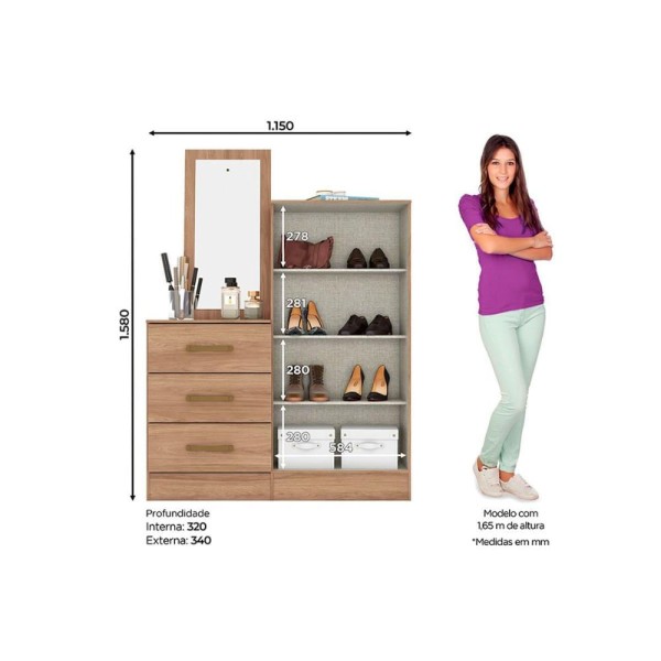 Encontraproduto.com.br - Cômoda de Quarto Briz B700 c/ 2 Portas e 3 Gavetas Branco - Henn
