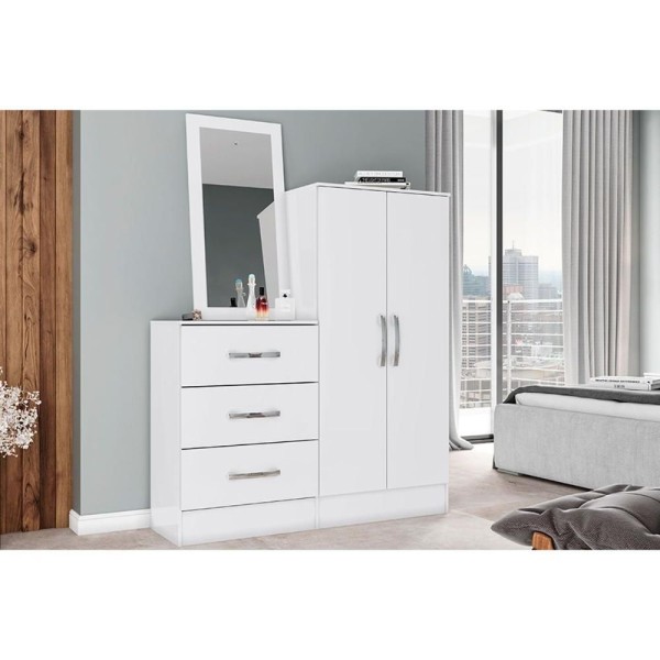 Encontraproduto.com.br - Cômoda de Quarto Briz B700 c/ 2 Portas e 3 Gavetas Branco - Henn