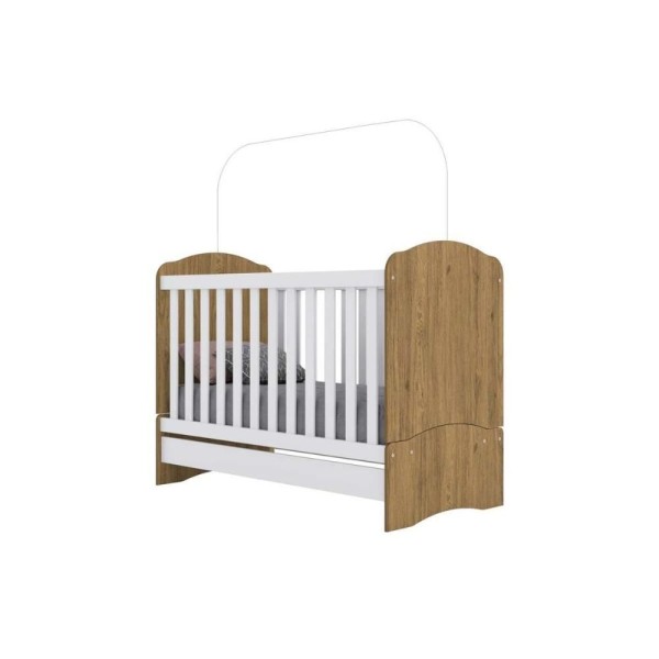 Encontraproduto.com.br - Quarto Infantil Completo Bala De Menta 2 Peças (1 Cômoda + 1 Berço) Qi95 Branco - Henn