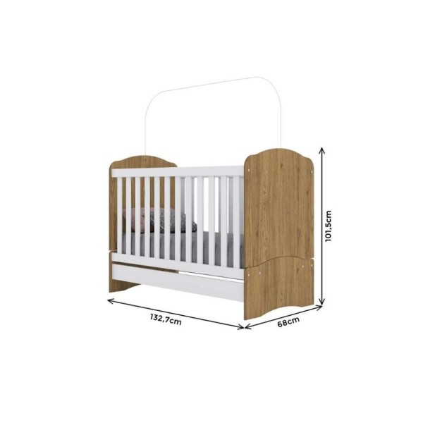 Encontraproduto.com.br - Quarto Infantil Completo Bala De Menta 2 Peças (1 Cômoda + 1 Berço) Qi95 Branco - Henn